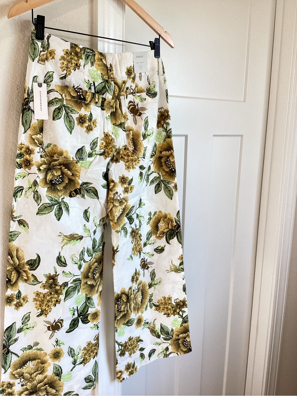 Anthropologie Colette Pants Maeve Linen Blend High Rise Cropped Wide Leg New 27 - Picture 11 of 15